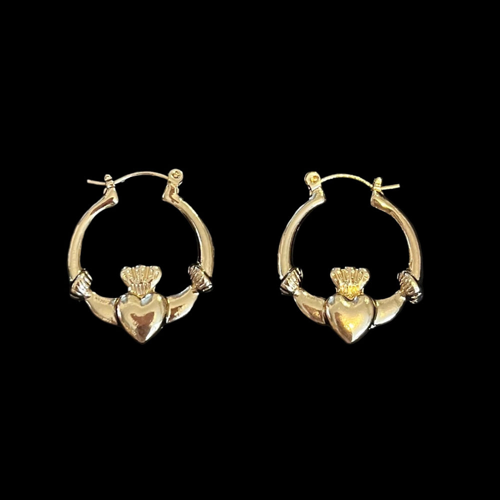 Gold Plated Heart Wing Hoop Earrings