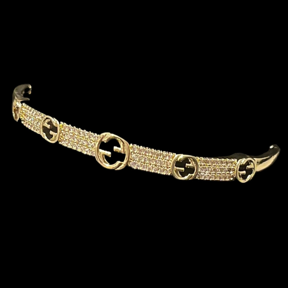 Gold Diamanté 'GG' Bangle