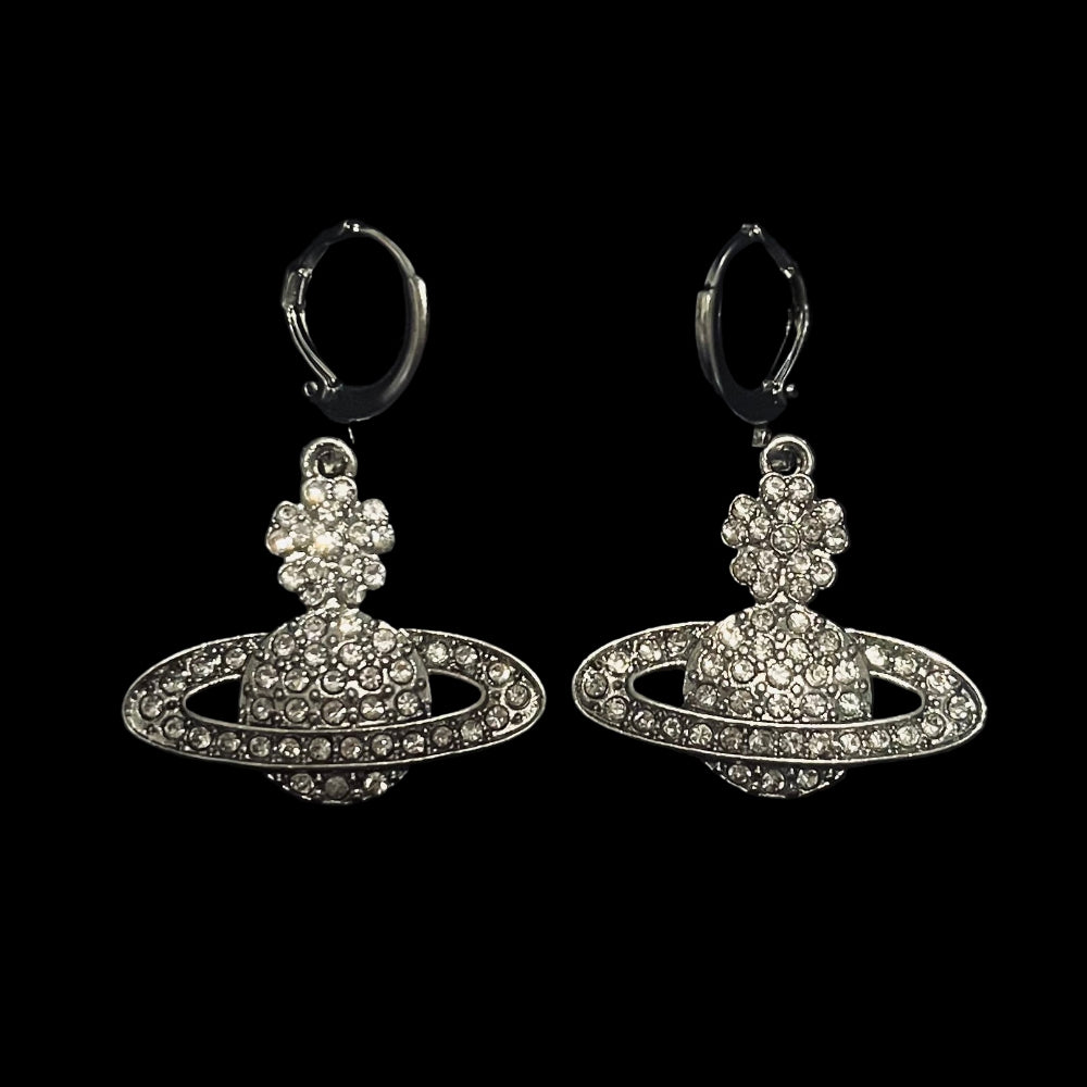 'Viv' Silver Diamanté Drop Earrings