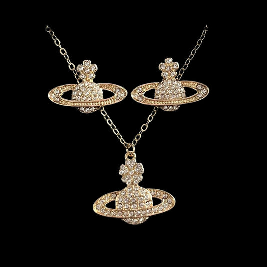 Gold 'Viv' Necklace & Earrings Set