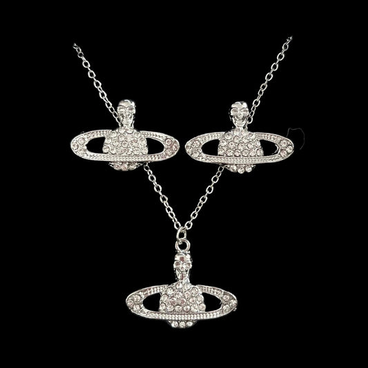 Silver 'Viv' Necklace & Earrings Set