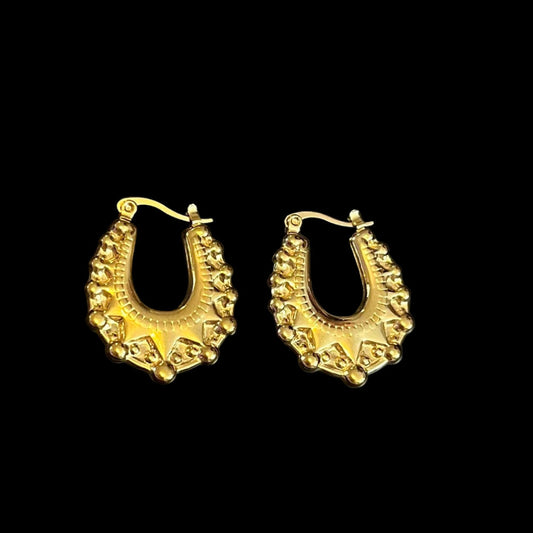 Gold Plated Jester Large Earrings