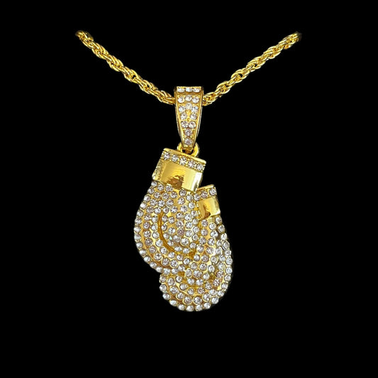 Yellow Gold Plated Diamanté Glove Necklace