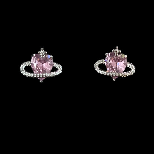 Silver & Pink Diamanté 'Viv' Earrings