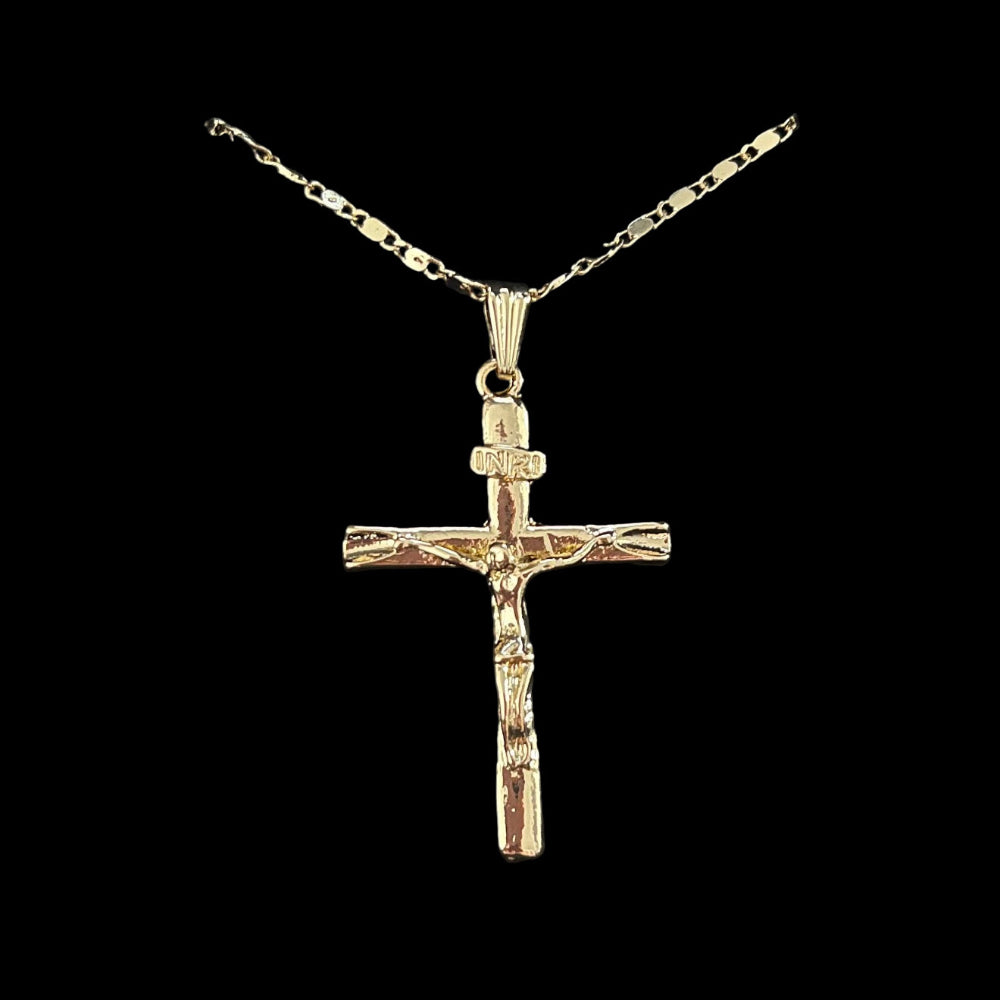 Retro Yellow Gold Cross Necklace