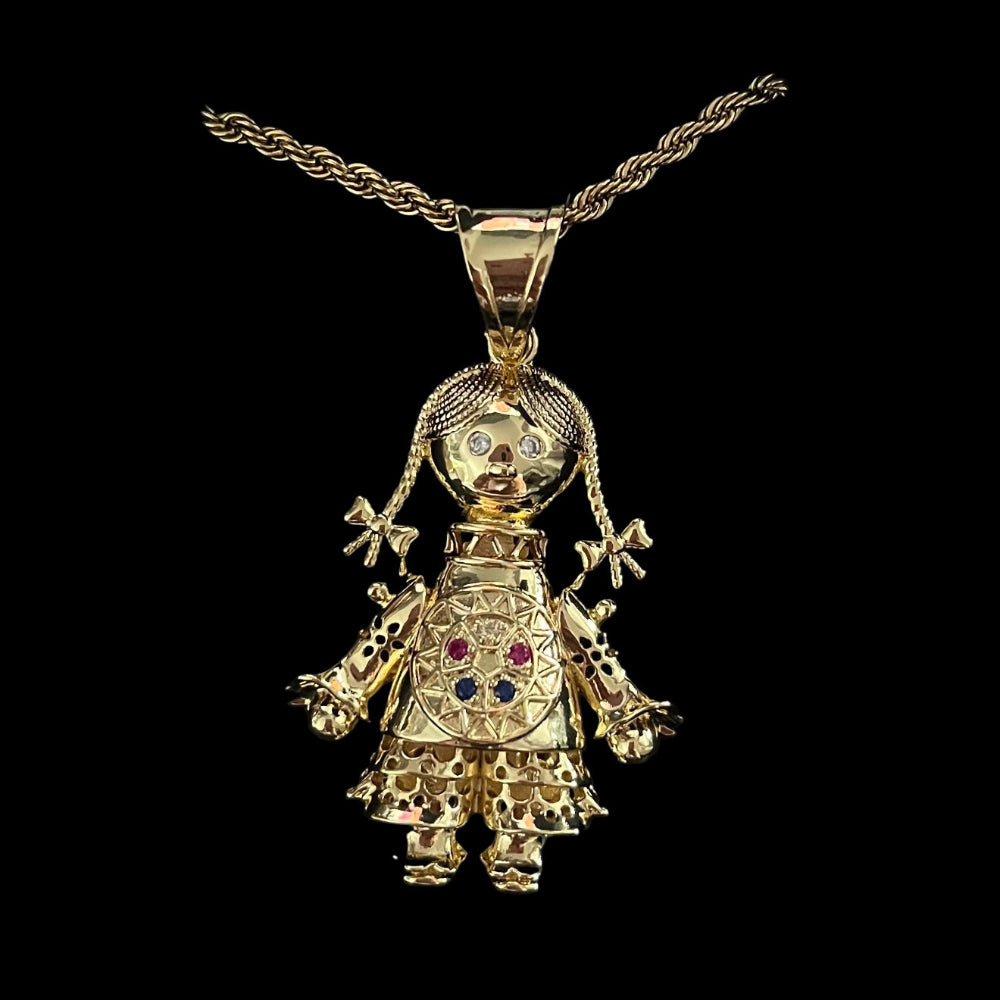 Large Gold Doll Necklace