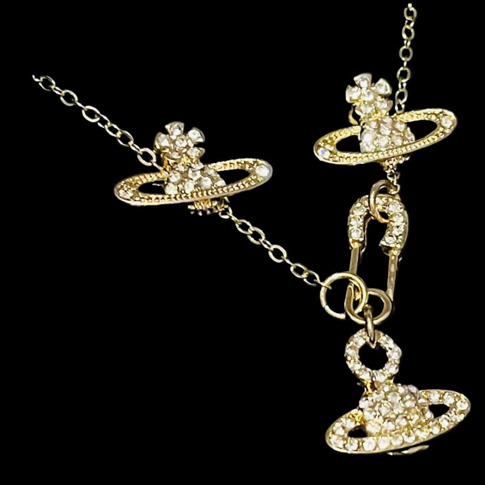 'Viv' Paper Clip Necklace & Earrings Set