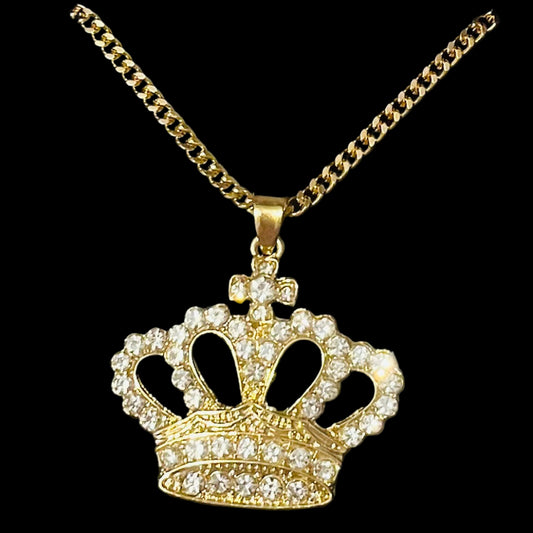 22 Carat Gold Plated Crown Chain Necklace