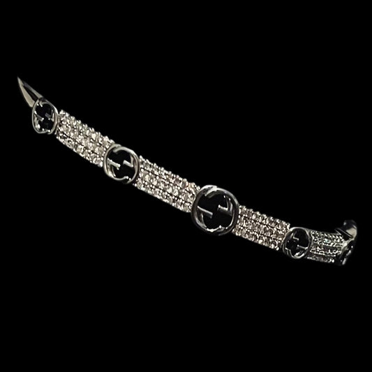 Silver Diamanté 'GG' Bangle