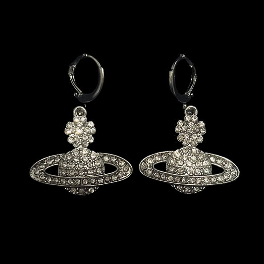'Viv' Silver Diamanté Drop Earrings